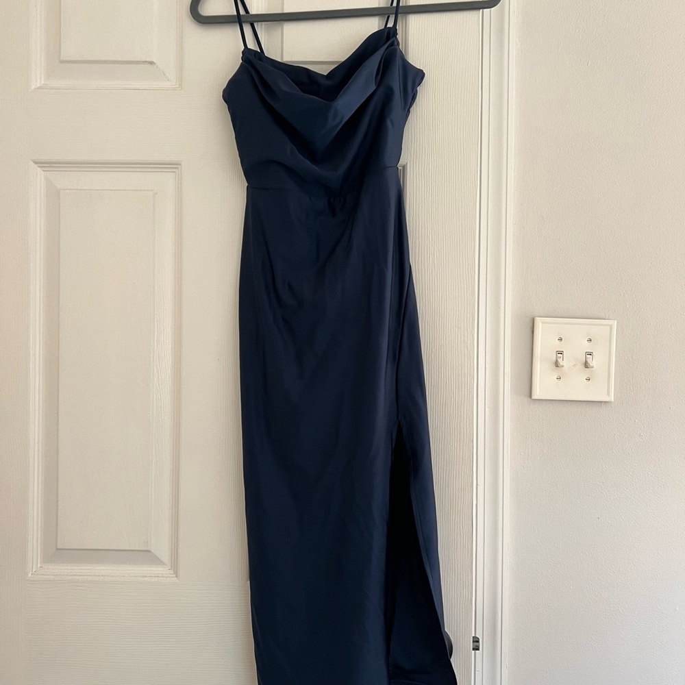 Elegant Navy Blue Midi Dress